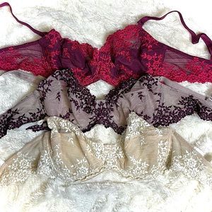 Set of 3 Beautiful Lace Unlined Bras